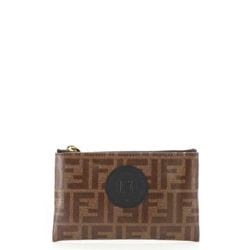 Fendi FFreedom Logo Stamp Flat Pouch Zucca Coated Canvas Small