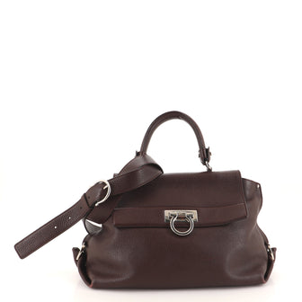 Salvatore Ferragamo Sofia Satchel Pebbled Leather Medium
