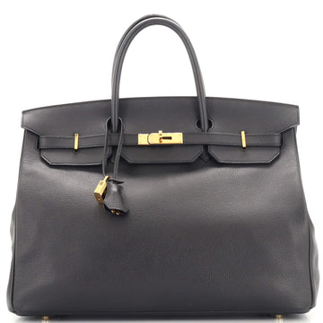 Hermes Birkin Handbag Black Vache Trekking with Gold Hardware 40