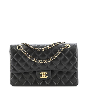 Chanel Classic Double Flap Bag Quilted Lambskin Medium Black 1781811