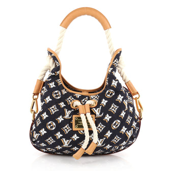 Louis Vuitton Bulles Handbag Monogram Nylon MM Blue