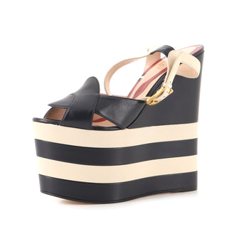 Gucci Women's Sally Platform Wedge Sandals Leather