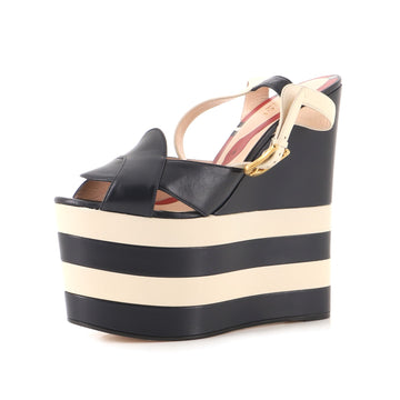 Gucci Women's Sally Platform Wedge Sandals Leather