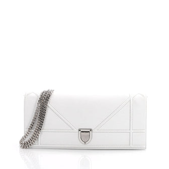 Christian Dior Diorama Chain Clutch Leather White