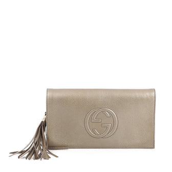 Gucci Soho Clutch Leather Gold 