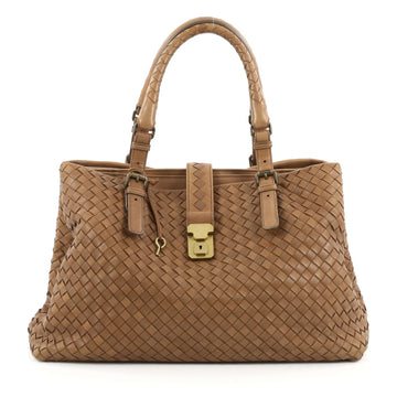 Bottega Veneta Roma Handbag Intrecciato Nappa Medium Brown