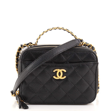 Chanel Pick Me Up Logo Handle Vanity Case Quilted Caviar Mini
