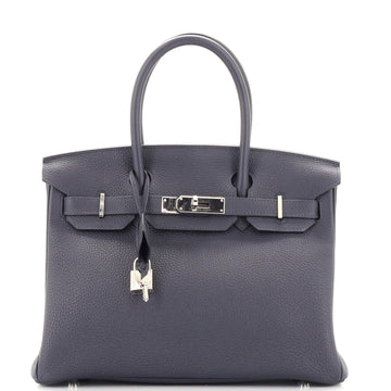 Hermes Birkin Handbag Blue Togo with Palladium Hardware 30