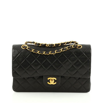 Chanel Vintage Classic Double Flap Bag Quilted Lambskin Medium Black
