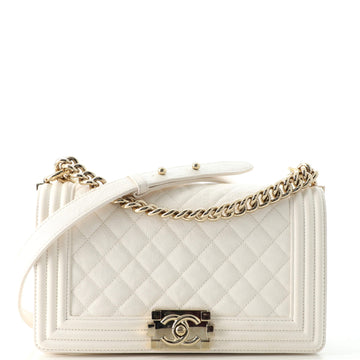 Chanel Boy Flap Bag Quilted Caviar Old Medium