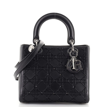 Christian Dior Lady Dior Bag Beaded Cannage Quilt Leather Medium