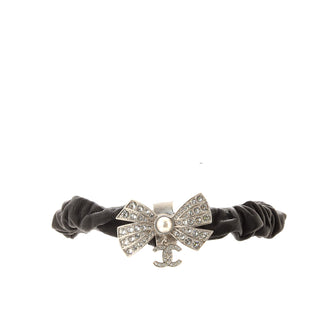 Chanel CC Dangle Bow Scrunchie Crystal and Lambskin