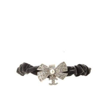 Chanel CC Dangle Bow Scrunchie Crystal and Lambskin