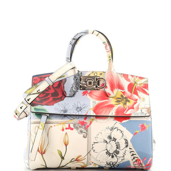 Salvatore Ferragamo Studio Satchel Printed Leather Small