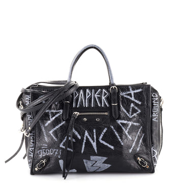 Balenciaga Papier Graffiti A6 Zip Around Classic Studs Bag Leather