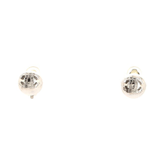 Chanel CC Round Clip-On Earrings Metal with Crystal