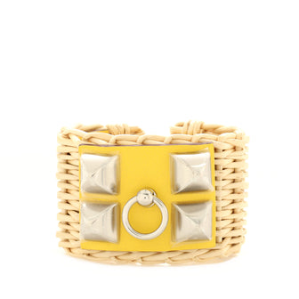 Hermes Medor Picnic Cuff Bracelet Wicker and Leather