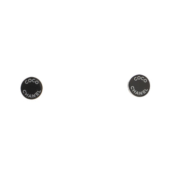 Chanel Coco Logo Round Stud Earrings Enamel
