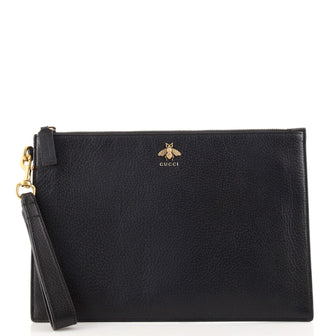 Gucci Bee Wristlet Clutch Leather