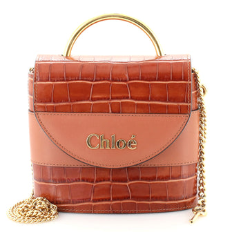 Chloe Aby Lock Bag Crocodile Embossed Leather Small