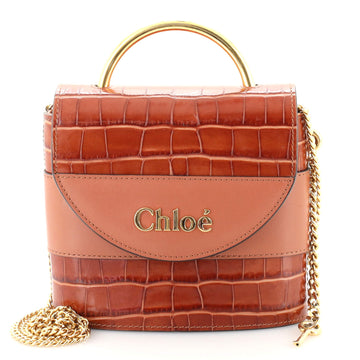 Chloe Aby Lock Bag Crocodile Embossed Leather Small