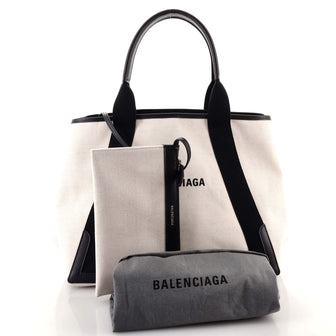 Balenciaga Navy Cabas Canvas with Leather Medium