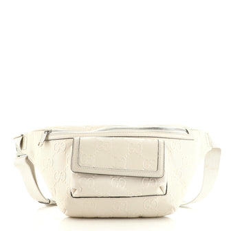 Gucci Front Pocket Belt Bag GG Embossed Perforated Leather