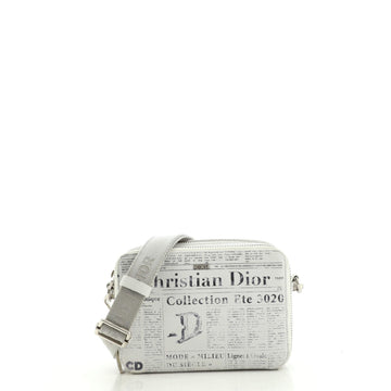 Christian Dior Daniel Arsham Double Zip Crossbody Pouch Newspaper Print Leather