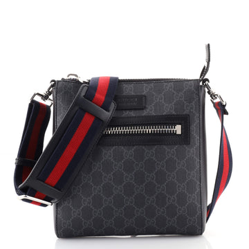 Gucci Web Strap Front Zip Messenger Bag GG Coated Canvas Small