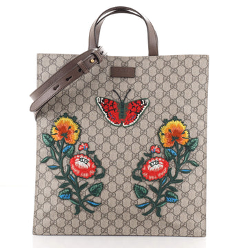 Gucci Convertible Soft Open Tote Embroidered GG Coated Canvas Tall