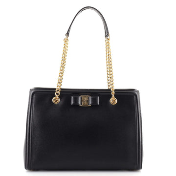Salvatore Ferragamo Vara Bow Double Chain Tote Leather Medium