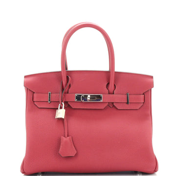 Hermes Birkin Handbag Red Togo with Palladium Hardware 30