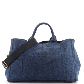 Prada Canapa Convertible Tote Denim Large