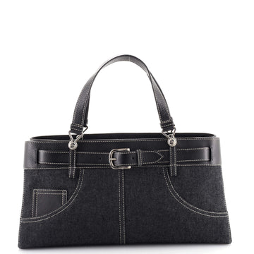 Christian Dior Vintage Trotter Horizontal Tote Denim with Leather Large