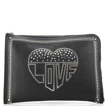 Valentino Garavani Love Zip Around Clutch Studded Leather