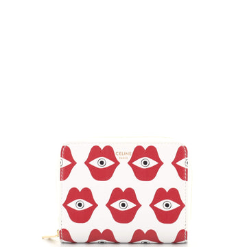 Celine Zip Around Wallet Printed Leather Compact