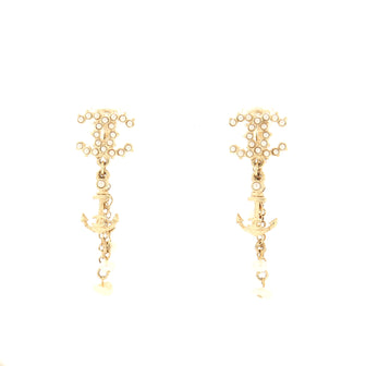 Chanel CC Anchor Drop Earrings Metal with Faux Pearls