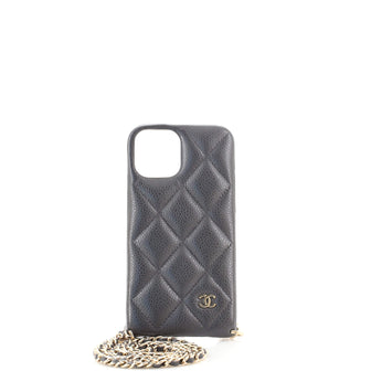 CHANEL Tweed Quilted iPhone XII Pro Max Case With Chain Yellow Pink 766351