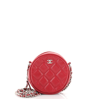 Chanel Round Clutch with Chain Quilted Caviar Mini