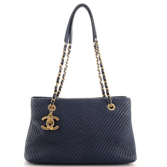 Chanel Medallion Charm Tote Chevron Wrinkled Lambskin Medium