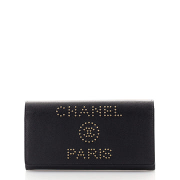 Chanel Deauville Flap Wallet Caviar Long