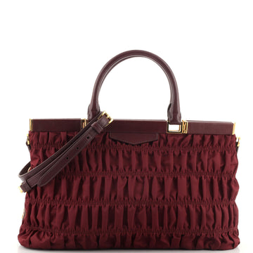 Prada Gaufre Convertible Frame Bag Tessuto and Nappa Leather Medium