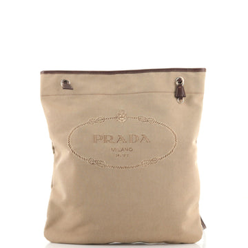Prada Logo Flat Messenger Canvas Large