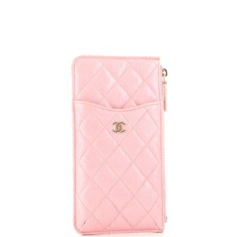 Chanel Classic Phone Case Pouch Quilted Iridescent Caviar