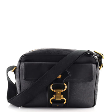 Versace Medusa Buckle Front Pocket Zip Messenger Leather Medium