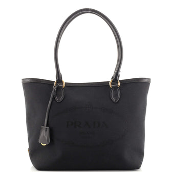 Prada Logo Open Tote Canvas Medium