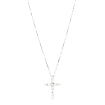 Tiffany & Co. Cross Pendant Necklace Platinum and Diamonds Small