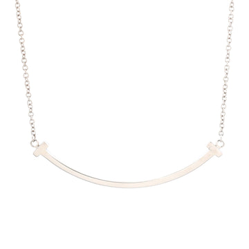 Tiffany & Co. T Smile Pendant Necklace 18K White Gold Small