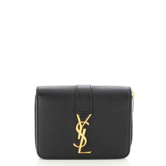 Saint Laurent Line Zip Wallet Leather Compact