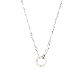 Cartier 2 Diamonds Love Pendant Necklace 18K White Gold